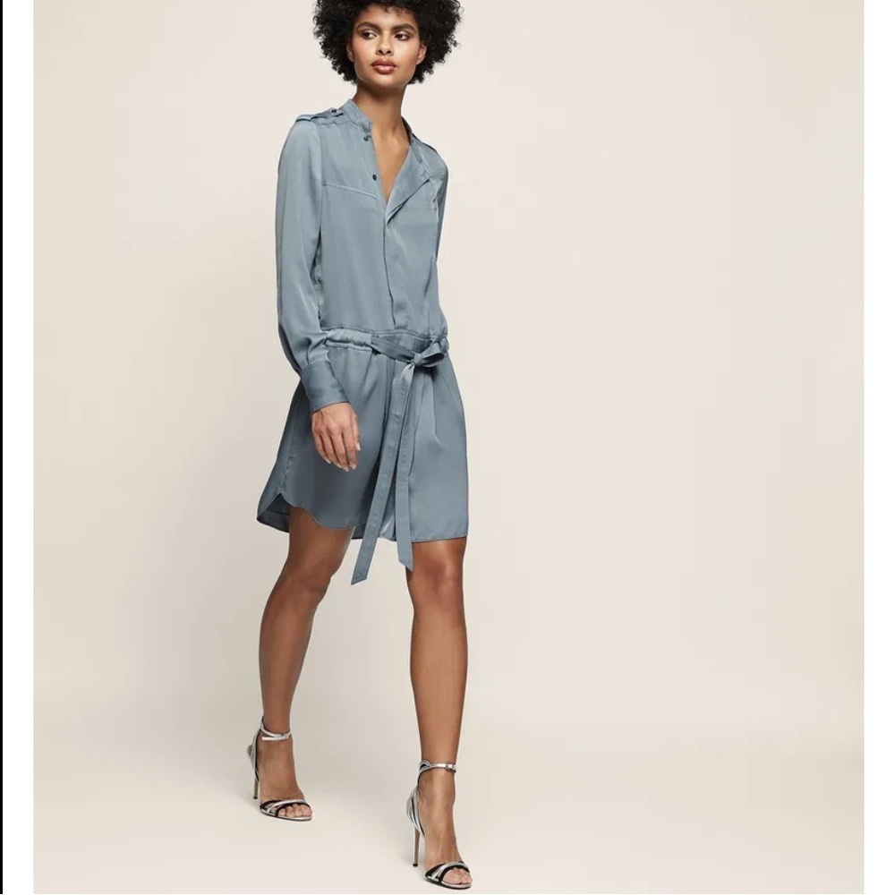 Reiss Eleanor Satin Shirt Dress Size 2 - Picture 3 of 14